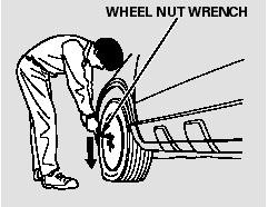 7. Loosen each wheel nut 1/2 turn