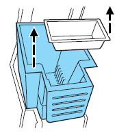 The sliding tray and inside bin can