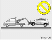 o Do not tow with sling type truck as this