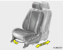 To move the seat toward the front or rear, pull