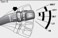Windshield wipers Operates as follows when the ignition switch is turned ON.