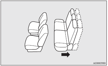 2. Move the second seat fully to the rear (refer to “To adjust forward or backward”