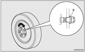 • Normal wheel. For the normal tyres, initially tighten the wheel nuts until