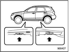 9. Place the jack under the side sill at the