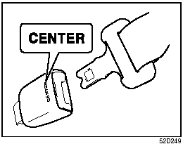 NOTE: The word “CENTER” is molded into the buckle for the rear seat center