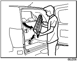 5) Tilt the luggage compartment cover, and then remove the compartment cover