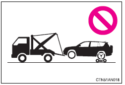 Do not tow with a sling-type truck