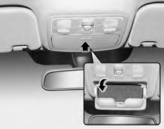 Sunglass holder A sunglass storage compartment is provided on the overhead console.