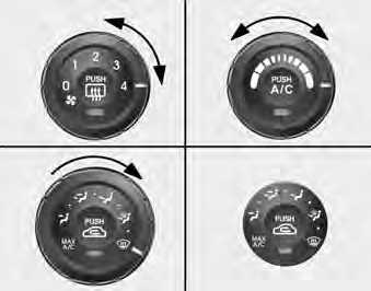 Manual climate control system To defog inside windshield 1. Select any fan speed