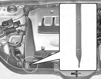 Checking the engine oil level 1. Be sure the vehicle is on level ground. 2. Start