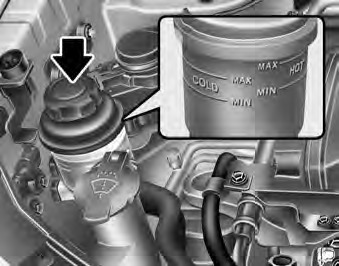 Checking the power steering fluid level With the vehicle on level ground, check