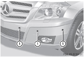 : Sensors in the front bumper, left-hand side (example)