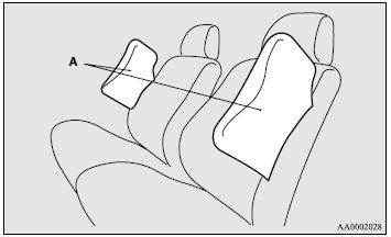 The side airbags (A) are contained in the driver and front passenger seatbacks.