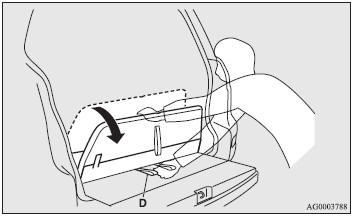 4. Stow the whole of the third seat under the floor while pulling the belt (D-