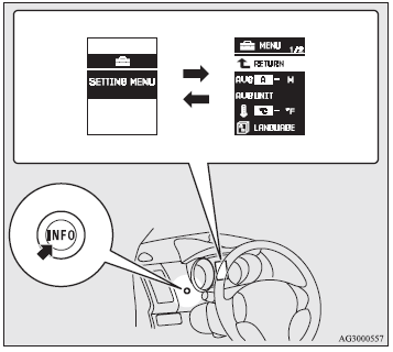 3. Press and hold the multi-information meter switch for about 2 seconds or more