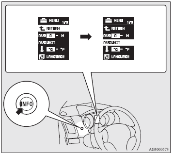 3. Press and hold the multi-information meter switch for about 2 seconds or more