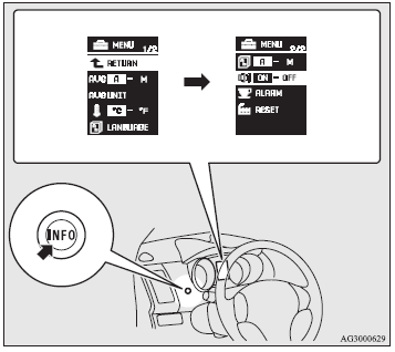 3. Press and hold the multi-information meter switch for about 2 seconds or more