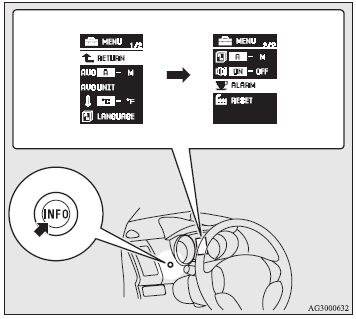 3. Press and hold the multi-information meter switch for about 2 seconds or more