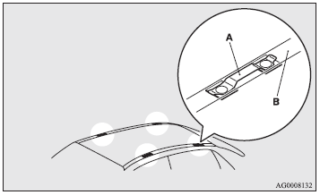 When installing the roof carrier, use the brackets (A). The brackets (A) are