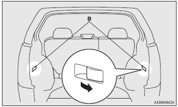 While the tailgate or a rear door is open, pull the switch (B) for about 1 second