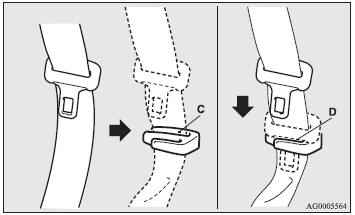 After passing the belt through the rear notch (C), insert the plate into the