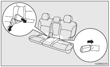 When the second seat belts are not in use, insert the buckles into the seat cushion