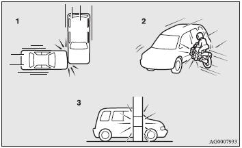 1- Side impacts in an area away from the passenger compartment. 2- Motorcycle