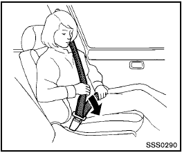 3. Position the lap belt portion low and snug