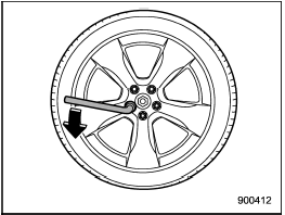 8. Loosen the wheel nuts using the wheel