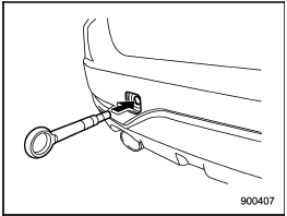 3. Screw the towing hook into the thread
