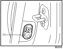 4) Push and release the driver’s door switch (1) 3 times, insert the key, and