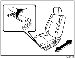 The adjustment lever for each front seat is located under the front of the seat.