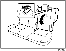 4) Pull the release lever forward on the top of each split seat, and fold the
