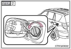 Turn the fuel tank cap slowly