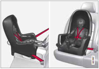 Route the seat belt through the convertible seat