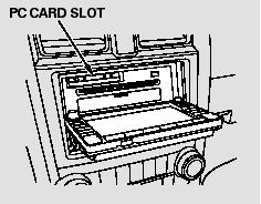 The PC card slot is behind the