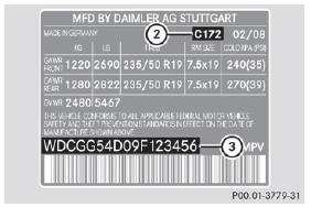 Example: vehicle identification plate (USA only)