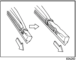 3) Pull the locked end of the wiper blade firmly to unlock the blade and slide
